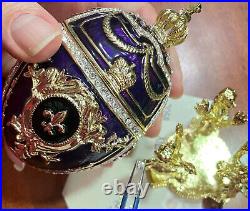 Amethyst Egg Faberge Egg Ornament Fabergé Handpainted egg Swarovski 24k Gold