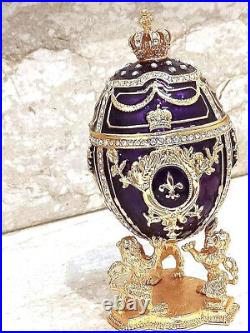 Amethyst Faberge egg Imperial Royal Russian eggs + Gold Wreath Designer Jewelry