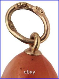 An Antique Russian Imperial Miniature Egg Pendant 56 Gold Loop & Handmade Stone