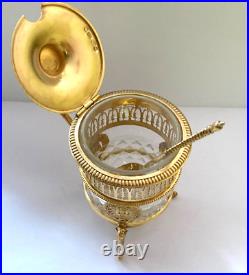 Ant. Imperial Faberge White Crystal Mustard Cup 88 Solid Silver Gilded I. P