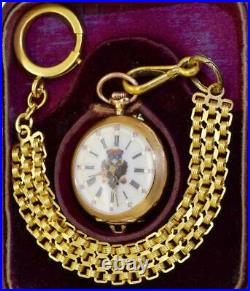 Antique 18k Gold Enamel Ladies Pendant Fob Watch for Imperial Russian Market
