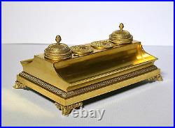 Antique 19th century Royal Empire Russian Inkwell of Gilt Bronze