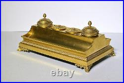 Antique 19th century Royal Empire Russian Inkwell of Gilt Bronze