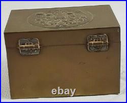 Antique 19thC Russian Imperial Double Eagle Tin Brass Snuff Box Tea Caddy Casket