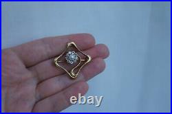 Antique Art-nouveau Imperial Russian 14k Gold Old Cut Diamond Pearl Brooch