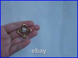 Antique Art-nouveau Imperial Russian 14k Gold Old Cut Diamond Pearl Brooch