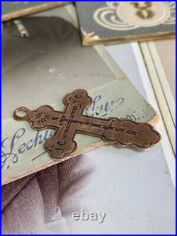 Antique Cross Gold 56 14 K Imperial Russia Orthodox Jesus