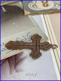 Antique Cross Gold 56 14 K Imperial Russia Orthodox Jesus