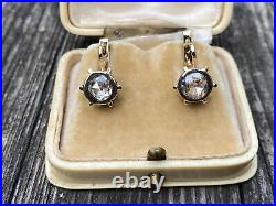 Antique Imperial Faberge 14k 56? Gold 2ct. Diamonds Earrings Author IL