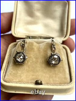 Antique Imperial Faberge 14k 56? Gold 2ct. Diamonds Earrings Author IL