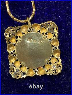 Antique Imperial Faberge A. H. 18k 72 Gold Diamond Necklace Gift Pendant