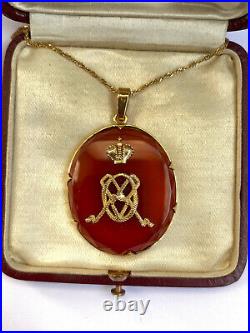 Antique Imperial Faberge Maria Feodorovna 18k 72 Gold Necklace Pendant M. Perhin
