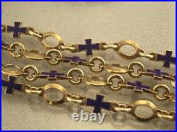 Antique Imperial Gold Plated 84 Silver Enamel Orthodox Panagia Icon Cross Chain