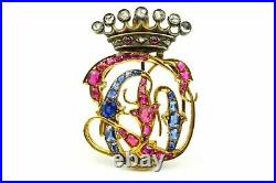 Antique Imperial Gold Romanov Tsarist Brooch Royalty Ducal Crown Cipher Royal RU