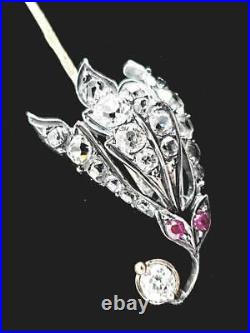 Antique Imperial Gold Silver Victorian Romanov Brooch Stick Pin Tsarist Jewelry