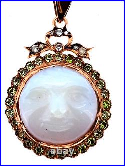 Antique Imperial Henrik. Wigstrom. Gold, Moonstone, Diamonds Pendant