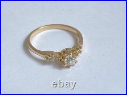 Antique Imperial Rus era Faberge 14k 56 AT Red Gold Diamond Ring Author`s Exl