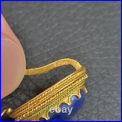 Antique Imperial Russian 14k 56 Gold & Lapis Lazuli Dangle Earrings Rare