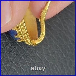 Antique Imperial Russian 14k 56 Gold & Lapis Lazuli Dangle Earrings Rare