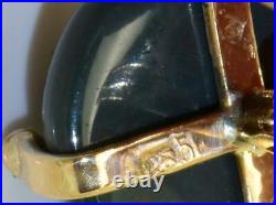 Antique Imperial Russian 14k Gold Diamonds Green Hard Stone Cufflinks 13g Heavy