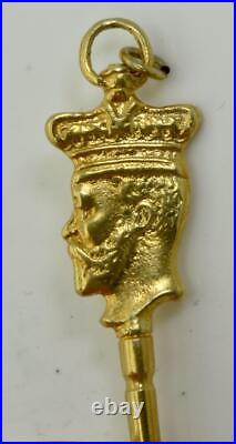 Antique Imperial Russian 14k solid GOLD pocket watch key fob. Nicholas II head
