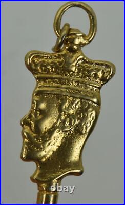 Antique Imperial Russian 14k solid GOLD pocket watch key fob. Nicholas II head