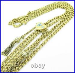 Antique Imperial Russian 15ct Yellow Gold Guard Chain 182cm Turquoise Slider