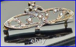 Antique Imperial Russian Art-Nouveau Faberge 14k rose gold & Diamonds brooch. Box