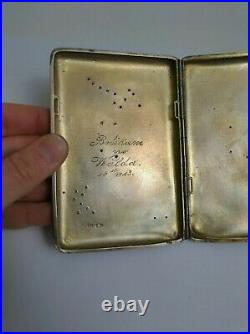 Antique Imperial Russian Cigarette Case Moscow 84 Silver Gold Script Art Nouveau
