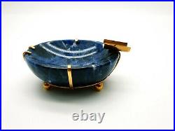 Antique Imperial Russian Cigarette Natural Lapis Lazuli 56 Gold 14K Ashtray Bowl