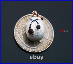 Antique Imperial Russian Egg Pendant Ruby Sapphire 56 Gold 14K Silver / 4.6g