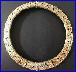 Antique Imperial Russian Enameled Gilded 84 Silver Choker Necklace