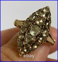 Antique Imperial Russian Faberge 14k 56 AT Gold Rose Cut Diamonds Ring Author's