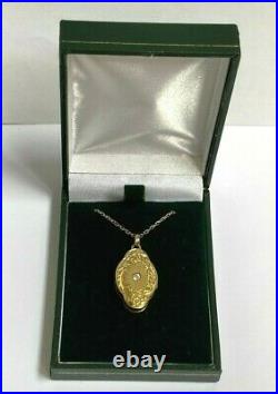 Antique Imperial Russian Faberge 14k/56 Gold Diamond Locket Pendant Necklace #2