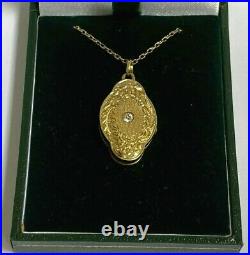 Antique Imperial Russian Faberge 14k/56 Gold Diamond Locket Pendant Necklace #2