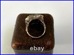 Antique Imperial Russian Faberge 14k 56 Gold Diamonds & Emerald Author`s Ring