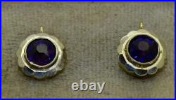 Antique Imperial Russian Faberge 14k gold & Amethyst earrings set c1890's. Boxed
