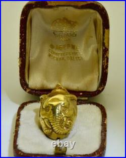 Antique Imperial Russian Faberge 14k gold Easter Egg shaped Elephant pendant