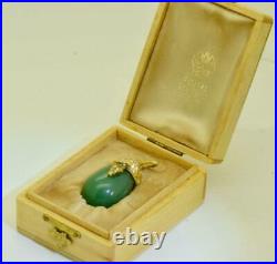 Antique Imperial Russian Faberge 14k gold snake, Diamonds&Jade Easter Egg pendant