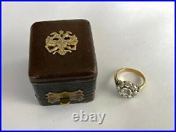 Antique Imperial Russian Faberge 18k 72 AT Gold Silver Diamond Ring Author's