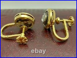 Antique Imperial Russian Faberge 18k 72 Gold 1.5ct Diamonds Ring Earrings Set