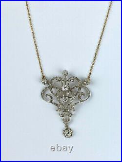 Antique Imperial Russian Faberge 18k/72 Gold Natural Diamonds Pendant Necklace