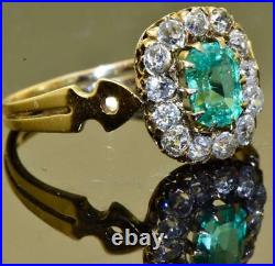Antique Imperial Russian Faberge 18k Gold, 1ct Emerald &1.5ct Diamonds ring. Boxed