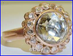 Antique Imperial Russian Faberge 2.5ct central Diamond, 18k gold engagement ring