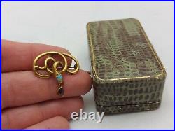 Antique Imperial Russian Faberge Silver Gold Plate Opal Garnet Snake Brooch