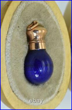 Antique Imperial Russian Faberge gold, enamel scent bottle pendant by M. Perkhin