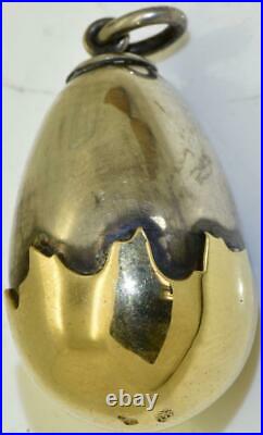 Antique Imperial Russian Faberge gold&silver Easter Egg pendant c1880s. E. Kollin