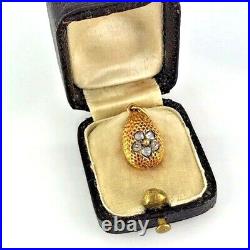 Antique Imperial Russian Gold Diamond Egg pendant, St. Petersburg 1896-1908