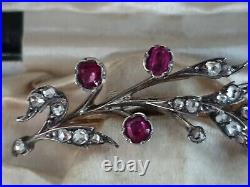 Antique Imperial Russian Gold Ruby Diamond Victorian Brooch Jewelry Edwardian