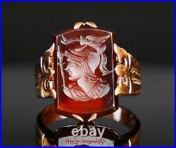 Antique Imperial Russian Minerva Ring Red Onyx solid 56/14K Gold ØUS 5.75 /4.1gr